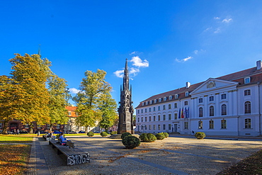 The Rubenow Monument, in front of the University, in Rubenow Square, Greifswald, Mecklenburg-Vorpommern, Germany, Europe