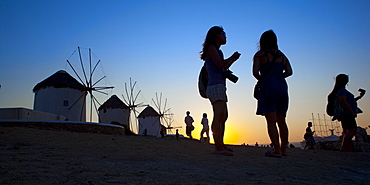 Windmills area, Mykonos, Cyclades, South Aegean, Greek Islands, Greece, Europe