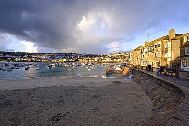 Early morning view across the harbour at the popular and scenic town of St. Ives, Cornwall, England, United Kingdom, Europe