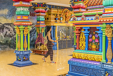 The colourful prayer hall at the Batu Caves, Kuala Lumpur, Malaysia, Southeast Asia, Asia