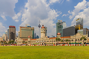 City skyline featuring the Sultan Abdul Samad Building from Independance Square in Kuala Lumpur, Malaysia, Southeast Asia, Asia