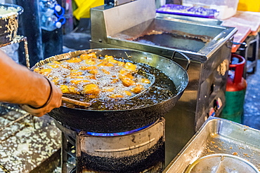 Fried durian in Jalan Alor Night Food Market in Kuala Lumpur, Malaysia, Southeast Asia, Asia