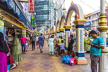 Colourful street scene in Little India in Kuala Lumpur, Malaysia, Southeast Asia, Asia