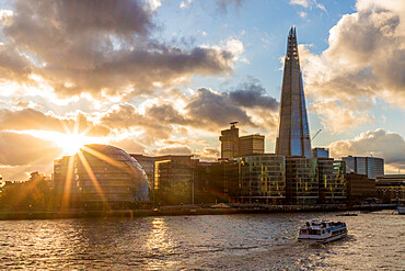 River Thames skyline including The Shard and City Hall, London, England, United Kingdom, Europe