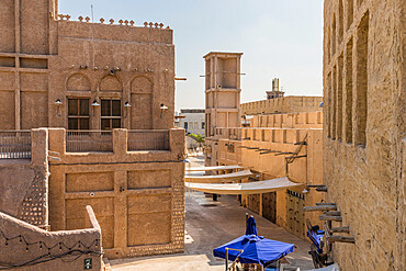 Local architecture at Al Seef, Dubai Creek, Dubai, United Arab Emirates, Middle East