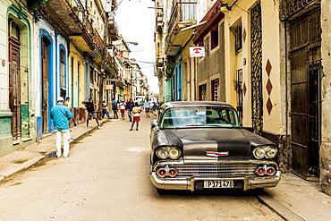 A typical street scene in Havana, Cuba, West Indies, Central America