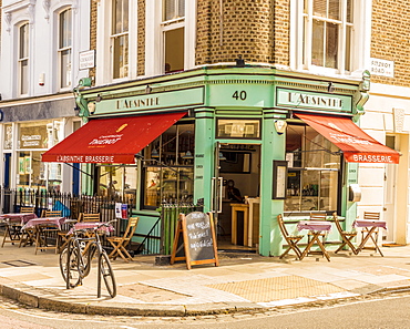 The pretty L' Absinthe restaurant and coffee shop in Primrose Hill, London, England, United Kingdom, Europe