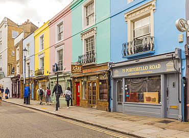 Colourful shops on Portobello Road in Notting Hill, London, England, United Kingdom, Europe