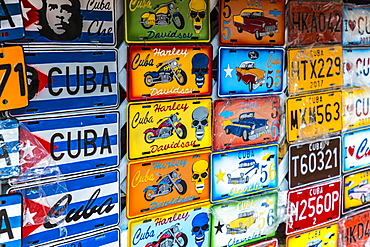 Colourful souvenirs for sale in a market in Havana, Cuba, West Indies, Caribbean, Central America