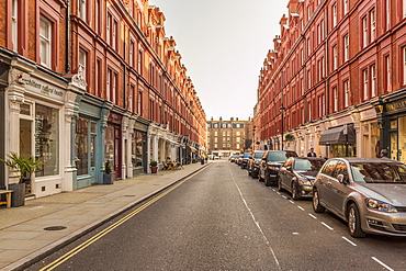 Chiltern Street in Marylebone, with its distinctive red brick buildings, London, England, United Kingdom, Europe