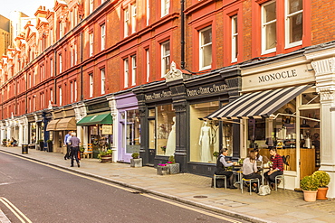 Chiltern Street in Marylebone, with its distinctive red brick buildings, London, England, United Kingdom, Europe