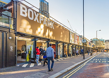 Boxpark Shoreditch, a shopping mall made from shipping containers, London, England, United Kingdom, Europe