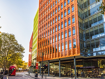 The colourful architecture of Central St. Giles in London, England, United Kingdom, Europe.