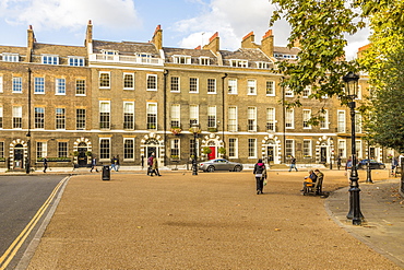 Beautiful Georgian architecture in Bedford Square in Bloomsbury, London, England, United Kingdom, Europe