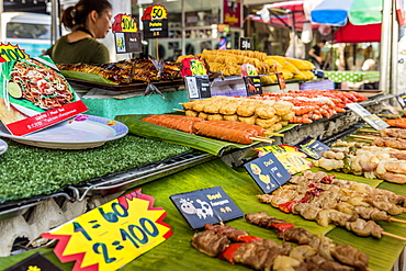 A grilled meat street stall in Kata, Phuket, Thailand, Southeast Asia, Asia