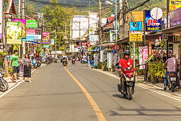 The main street, Rim Hat Road, in Kamala in Phuket, Thailand, Southeast Asia, Asia