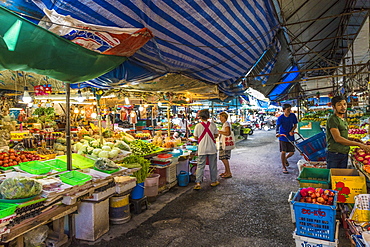 Market stalls at the 24 hour local market in Phuket Town, Phuket, Thailand, Southeast Asia, Asia