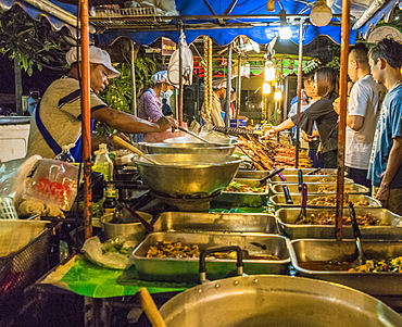 A noodle stall at the Banzaan night market in Patong, Phuket, Thailand, Southeast Asia, Asia