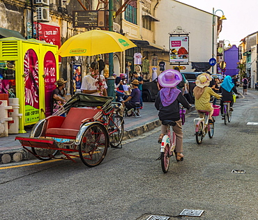 A street scene in George Town, Penang Island, Malaysia, Southeast Asia, Asia