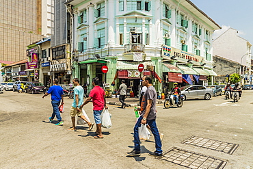 A street scene in Little India, George Town, Penang Island, Malaysia, Southeast Asia, Asia