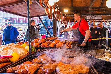 A market stall in the main square, Rynek Glowny, in the medieval old town, UNESCO World Heritage Site, Krakow, Poland, Europe