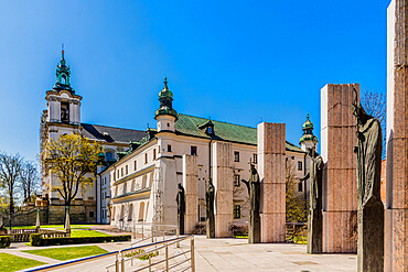 Monuments at the Three Millennia Altar at Skalka Church and the Pauline Monastery, Krakow, Poland, Europe