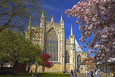 The east front of York Minster seen from St. William's College, York, North Yorkshire, England, United Kingdom, Europe