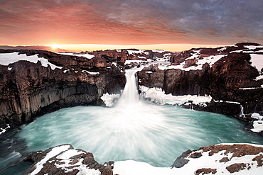 Aldeyjarfoss, hard to get near especially in winter, Iceland, Polar Regions