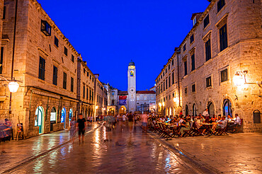 The historic town of Dubrovnik at night, UNESCO World Heritage Site, Southern Dalmatia, Adriatic Coast, Croatia, Europe