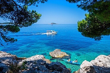 Tourist boat on the Adriatic Sea, Cavtat, Dubrovnik Riviera, Croatia, Europe