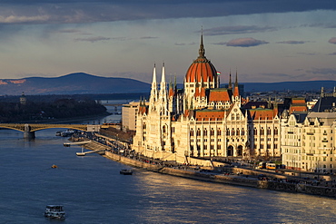 The Parliament building in dramatic light, UNESCO World Heritage Site, Budapest, Hungary, Europe