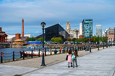 The Albert Dock and The Pier Head building, Liverpool, Merseyside, England, United Kingdom, Europe