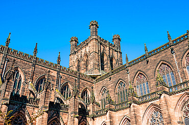 Chester Cathedral tower, Chester, Cheshire, England, United Kingdom, Europe