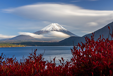 Mt Fuji in autumn from Lake Motosu, Japan