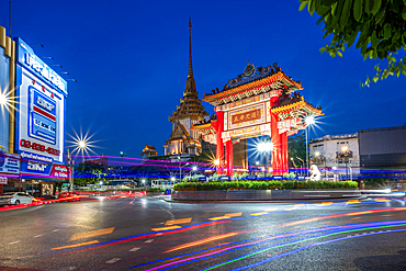 The Chinatown Gate at night, Bangkok, Thailand