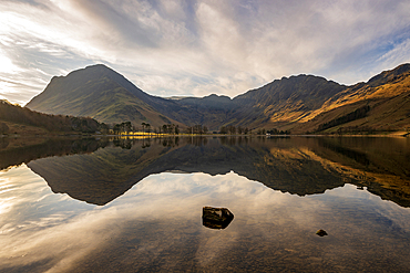 Lake Buttermere with Fleetwith Pike at sunrise, Lake District National Park, Cumbria