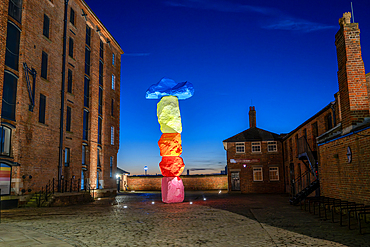 Liverpool Mountain artwork by Ugo Rondinone in the Mermaid Courtyard next to the Tate Liverpool, Albert Dock, Liverpool.