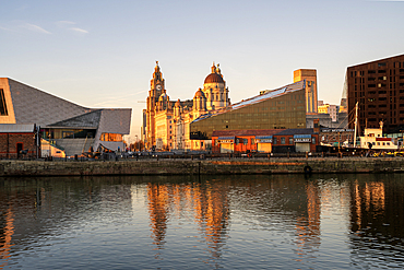The Liver Buildings and the Albert Dock, Liverpool Merseyside