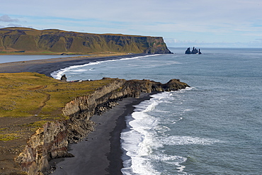 The Reynisdrangar coastline and Sea Stacks, Reynisfjara, Vik, Iceland, Polar Regions