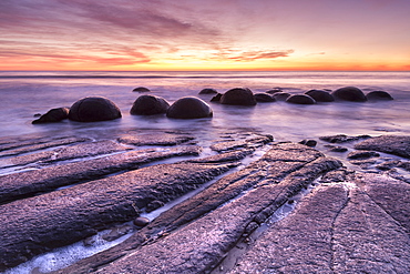 The Moeraki Boulders at Moeraki Beach, Otago, South Island, New Zealand, Pacific