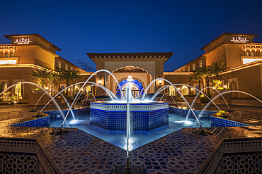 Rixos Saadiyat Island at night, Abu Dhabi, United Arab Emirates, Middle East.