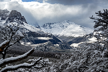 Winter scene at Piedras Blancas Glacier, Los Glaciares National Park, UNESCO World Heritage Site, El Chalten, Patagonia, Argentina, South America