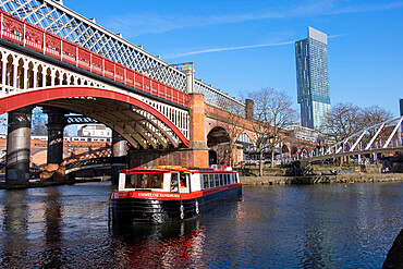 The Castlefield Basin, and Beetham Tower, Castlefield, Manchester, England, United Kingdom, Europe