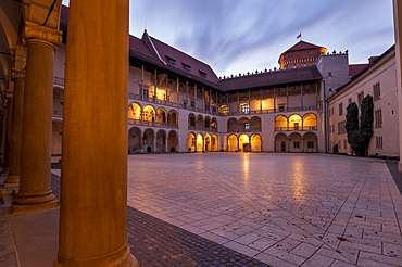 Wawel Castle, the arcaded Renaissance courtyard at the centre of Wawel Castle, UNESCO World Heritage Site, in Krakow, Poland, Europe