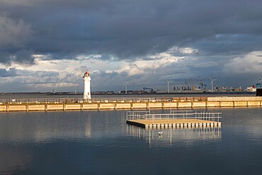 Perch Rock Lighthouse and Marine Lake, New Brighton, Cheshire, England, United Kingdom, Europe