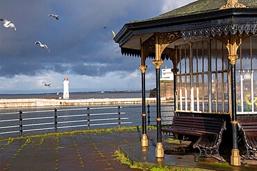 Perch Rock Lighthouse and the Marine Lake, New Brighton, Cheshire, England, United Kingdom, Europe