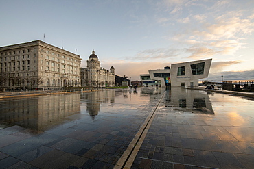 The Pier Head with the Mersey Ferries office on Liverpool Waterfront, Liverpool, Merseyside, England, United Kingdom, Europe