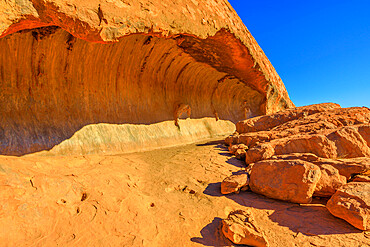 Wave shaped rock formation along Mala Walk at base of Ayers Rock in Uluru-Kata Tjuta National Park, UNESCO World Heritage Site, Northern Territory, Australia, Pacific