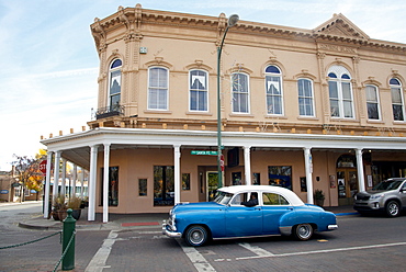 Vintage car on Santa Fe Trail in downtown Santa Fe, New Mexico, United States of America, North America