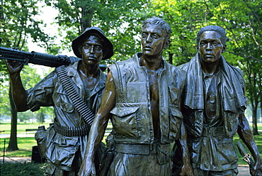 Close-up of statues on the Vietnam Veterans Memorial in Washington D.C., United States of America, North America